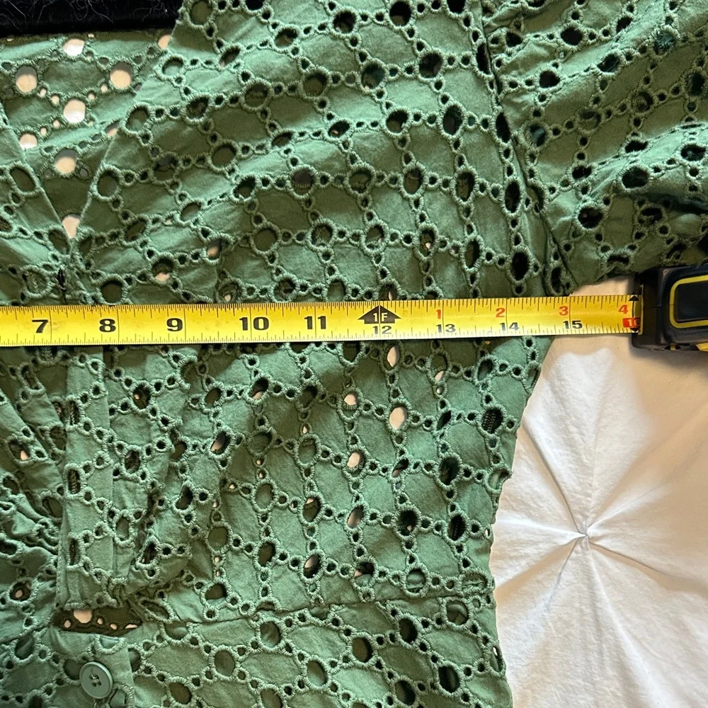 Sandro Olive Green Eyelet Midi Dress - Picture 7 of 7